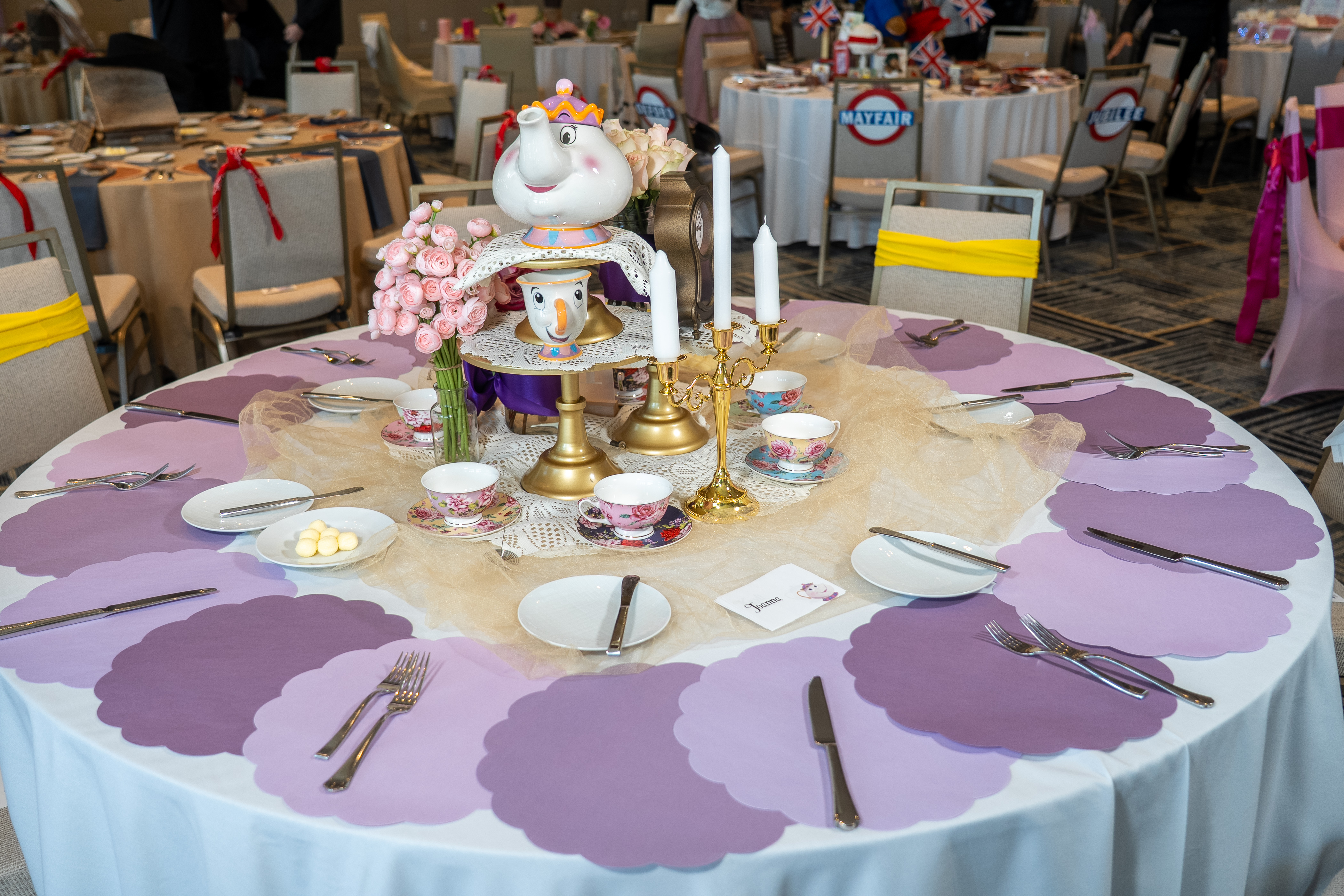 Fairytale Tea decor, guests, and celebration